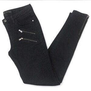 Zara Black Mid-rise Skinny Jeans with Zipper Details